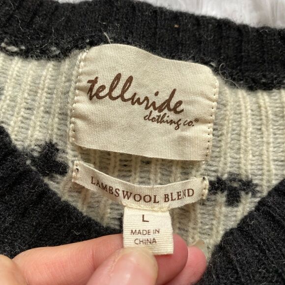 Telluride Sweater Lambs Wool Fair Isle Winter Warm Crew Neck Women’s Size Large - Picture 6 of 7